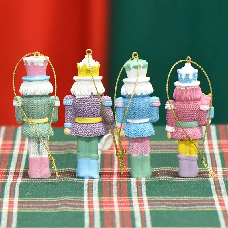 4Pcs Christmas Candy Color Nutcrackers King Soldier Hanging Figures Toy Statue Drop Shipping