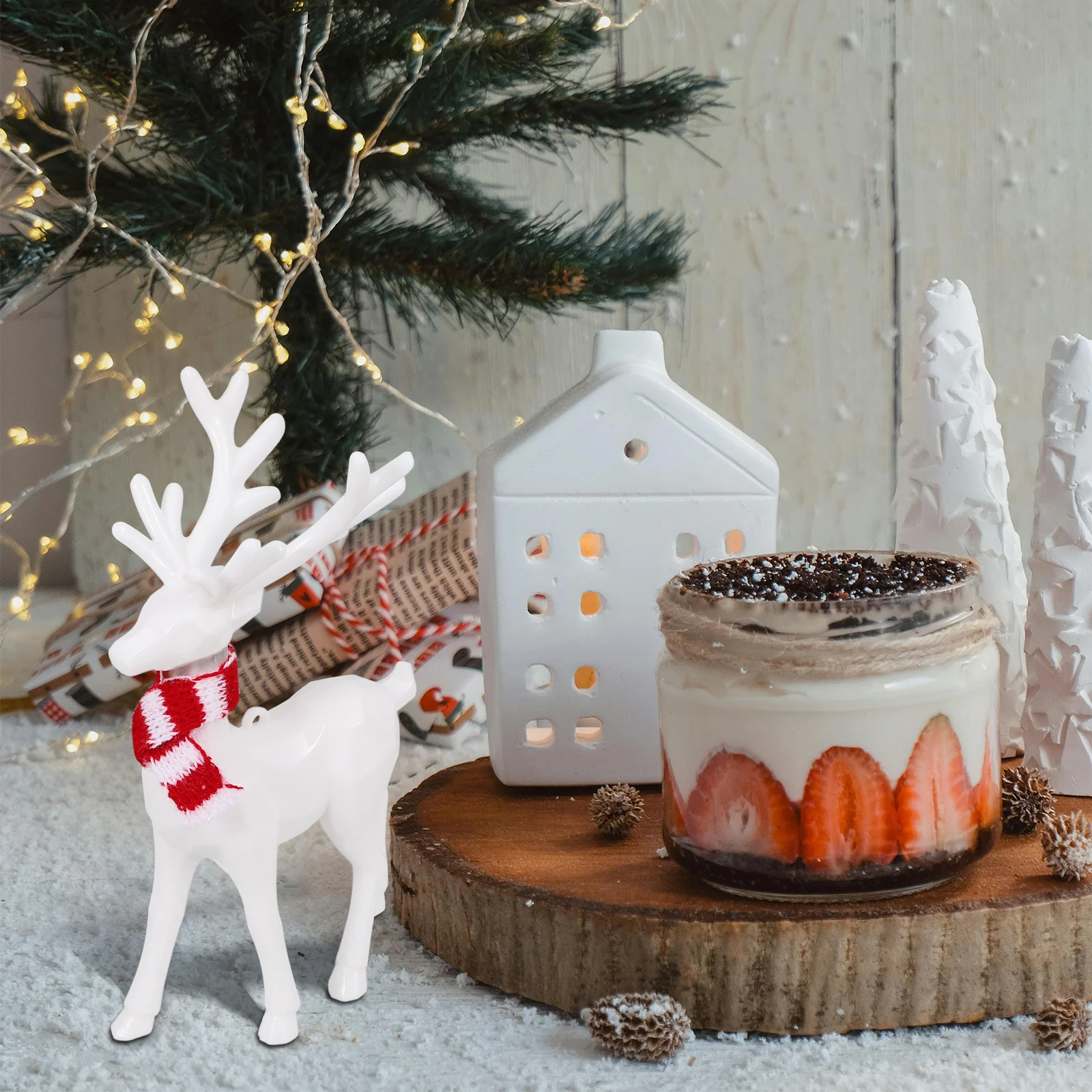 

2Pcs Acrylic Reindeer Ornaments Elegant Christmas Decor White Deer Hanging Pendant for Holiday Fireplace Desk Wonderland