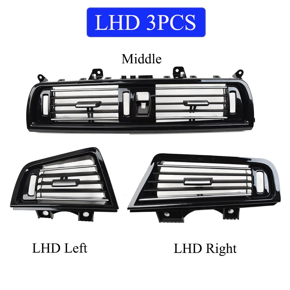 Penutup Stopkontak AC Dasbor Hitam Piano Penutup Panel Ventilasi AC Pengganti untuk BMW 5 Series F10 F11 F18 520 523 525 528 535