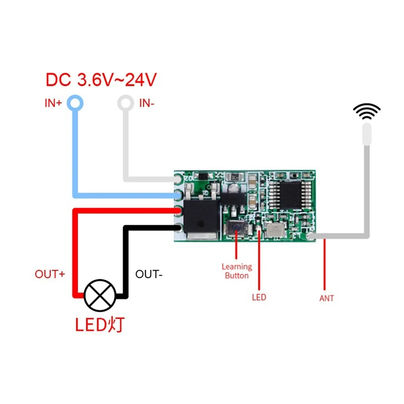 10pcs 433mhz universal wireless dc 3,6 V-24V fernbedienung schalter 1 ch rf relais empfänger led licht controller diy kit