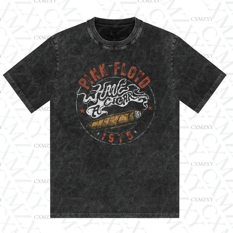 

New Pinking Floyds Band Rock Do Old Washed Retro Short Sleeves