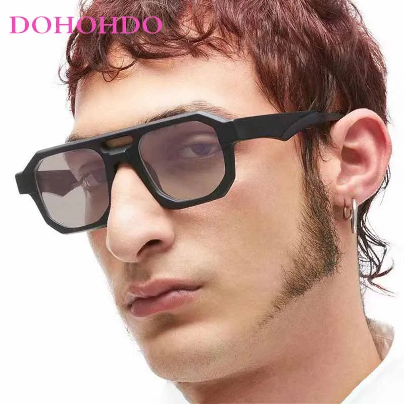 Trendy Vintage Classic Personality Double Bridge Pilot Sunglasses Men Women Luxury Brand Design Travel Driving Sun Glasses UV400