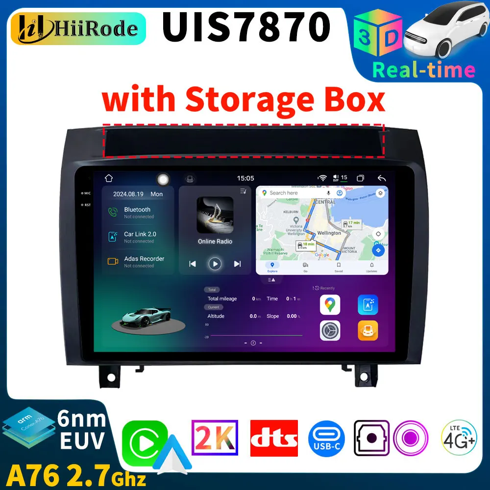 HiiRode QLED 2K Screen 7870 A76 2.6GHz Android 13 12G+256G Car Radio Player GPS For Mercedes Benz SLK Class R171 SLK350 CarPlay