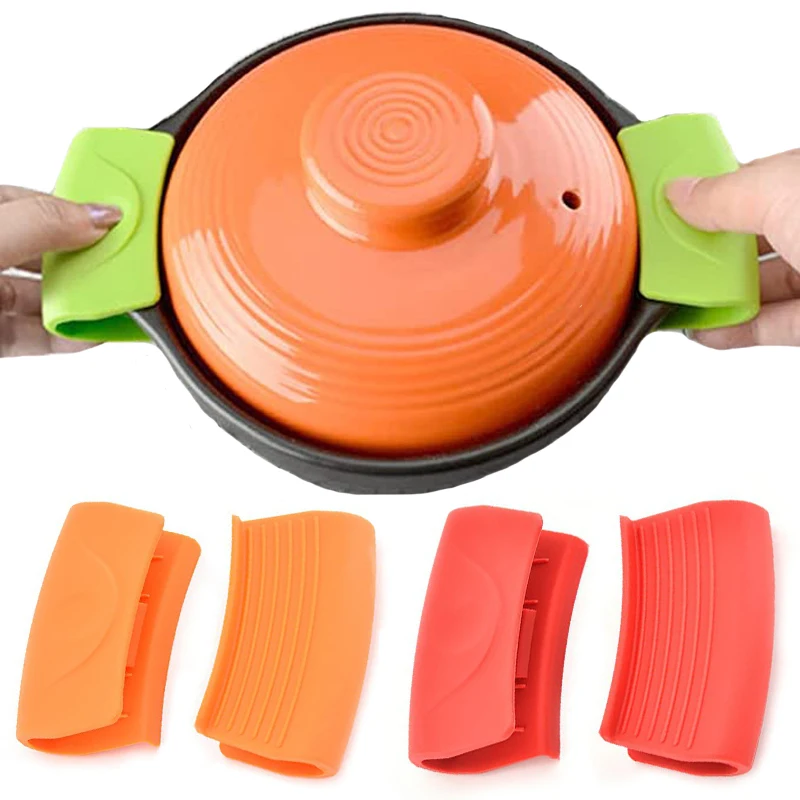 2Pcs Siliconen Handschoenen Non Stick Hittebestendige Pot Clip Holder Hot Plaat Clip Koken Isolatie Ovenwanten Anti-slip Bakken Tool