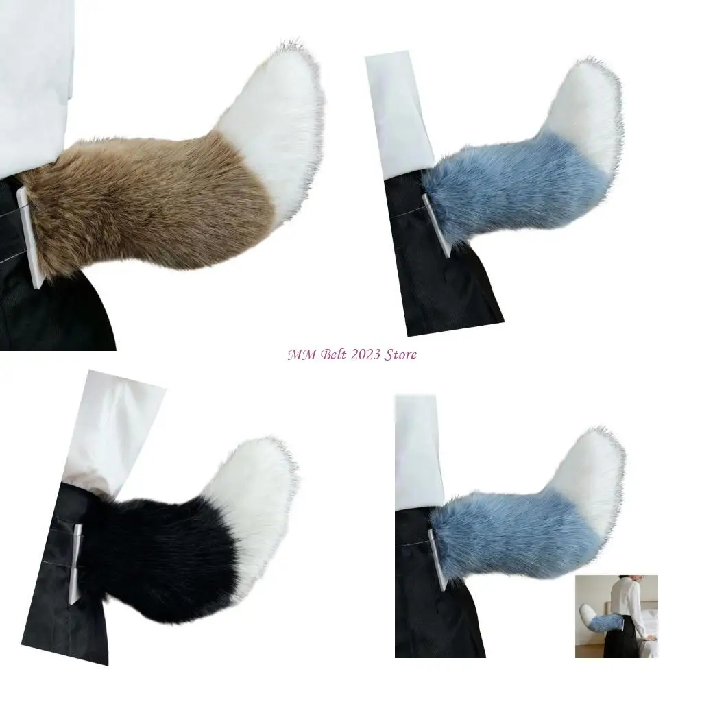 

49ME Remote Controlled Furry Tail 33CM Long Electric Wiggling Tail For Car Motorcycles And Halloween Cosplay Parties
