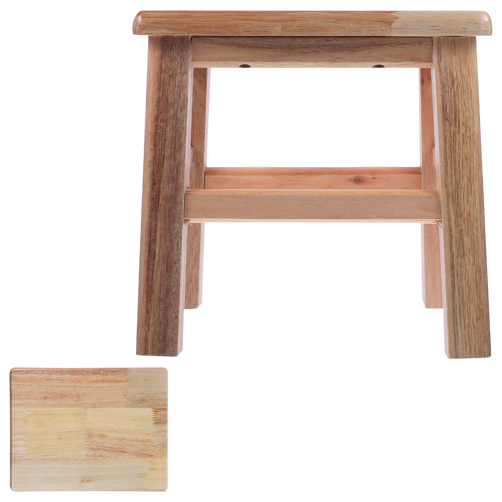 Sgabello in legno massello Panca quadrata piccola Soggiorno per bambini Camera da letto per bambini Scarpe per riporre Facile da trasportare Pulito Multifunzione basso