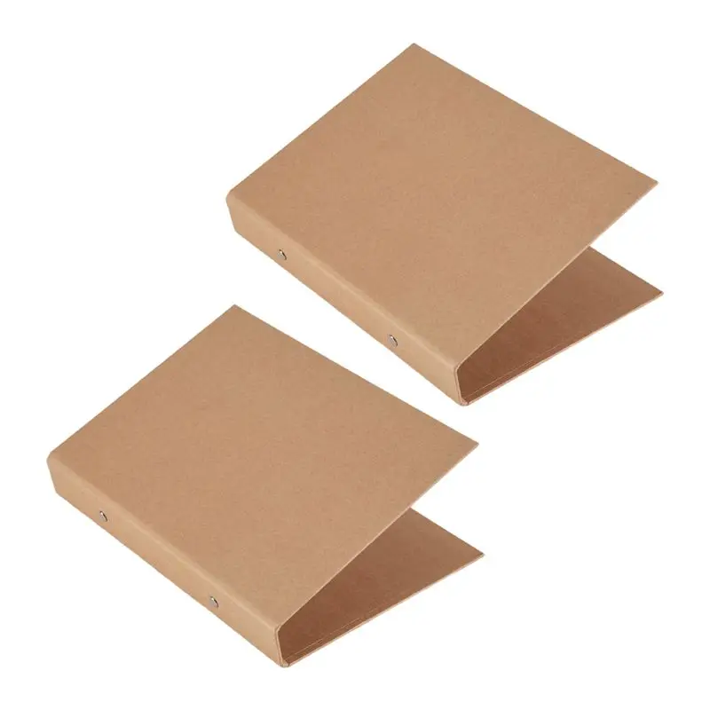 

2Pcs A5 Refillable Ring Binder, A5 Kraft Paper Folders With 2 Rings To Add Loose Sheets-AEF7
