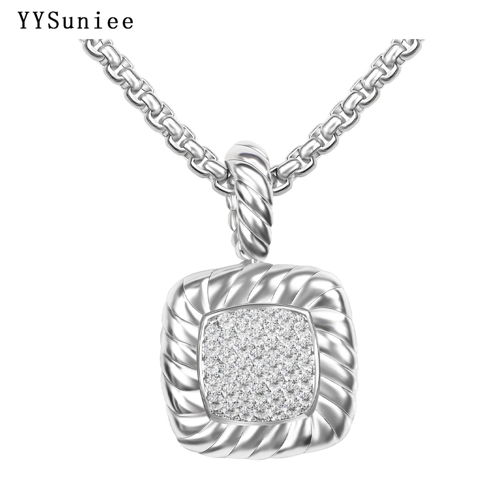 YYSuniee Designer 8mm Twisted Cable Diamond Cubic Zircon Pendant  Necklace 18k Gold Plated  Fashion Trendy Women's Jewelry Gift