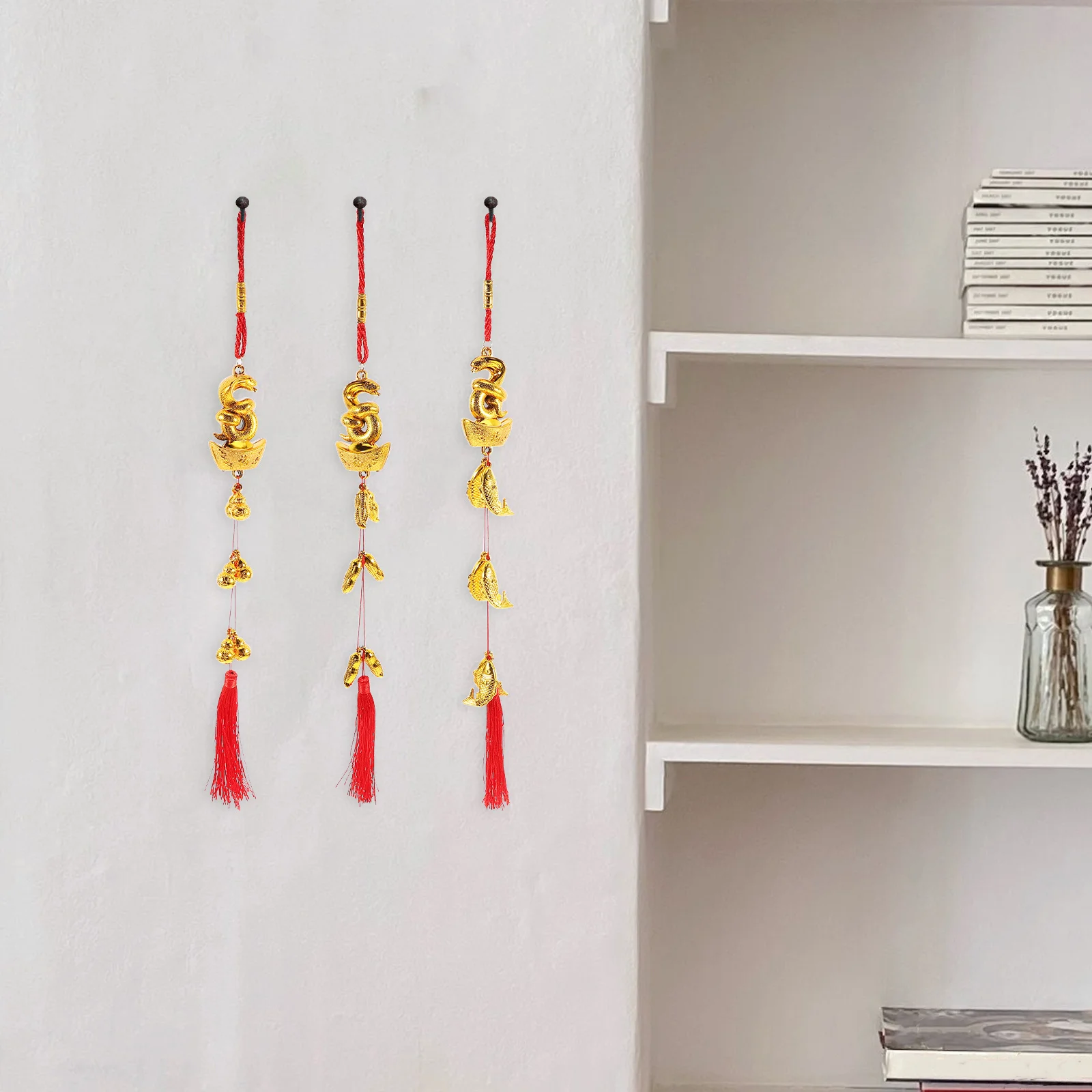 4 قطعة Yuanbao ثعبان ديكور معلق السنة الصينية الجديدة قلادة النمط التقليدي مهرجان زخرفة للمنزل مكتب مول نافذة السيارة #2