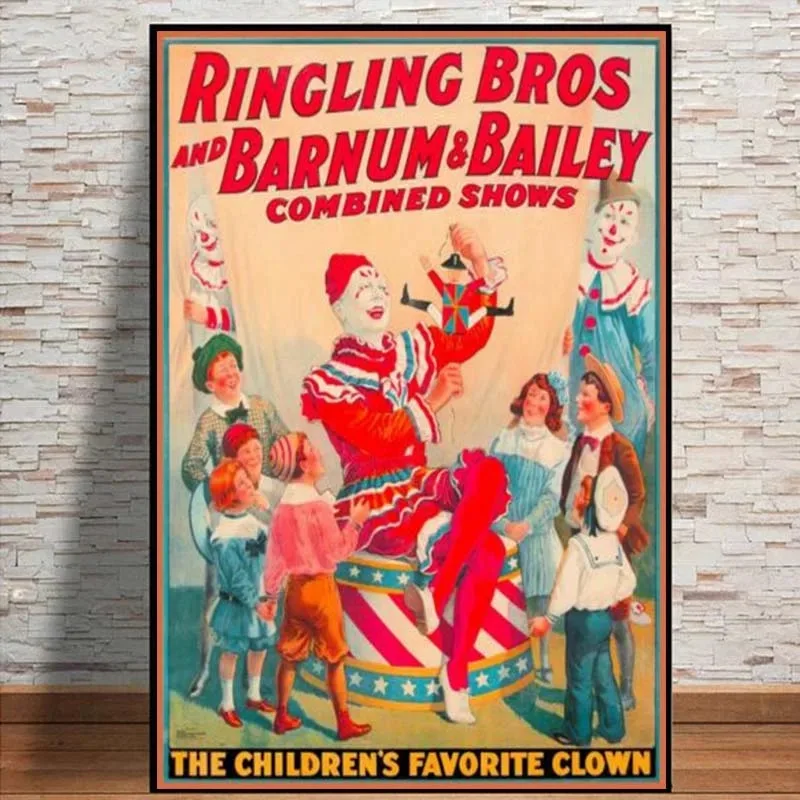 Vintage Circus Posters and Prints Retro Ringling Brothers Advertising Reproduction Canvas Painting Wall Art Old Time Home Decor