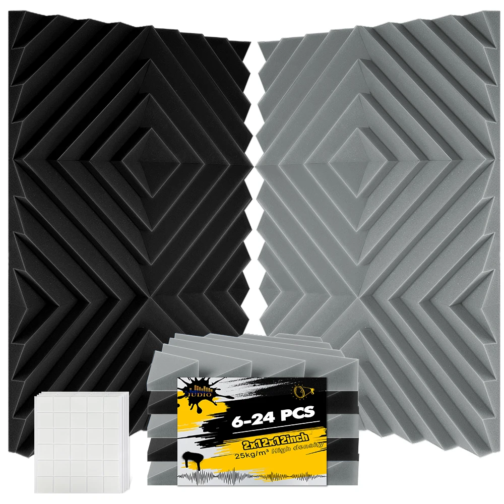

Пенопластовые акустические панели Пакеты из 6/12/24 предметов Студия звукозаписи Акустические стеновые панели из пенопласта с алмазными канавками Полиэфирное волокно Acousti