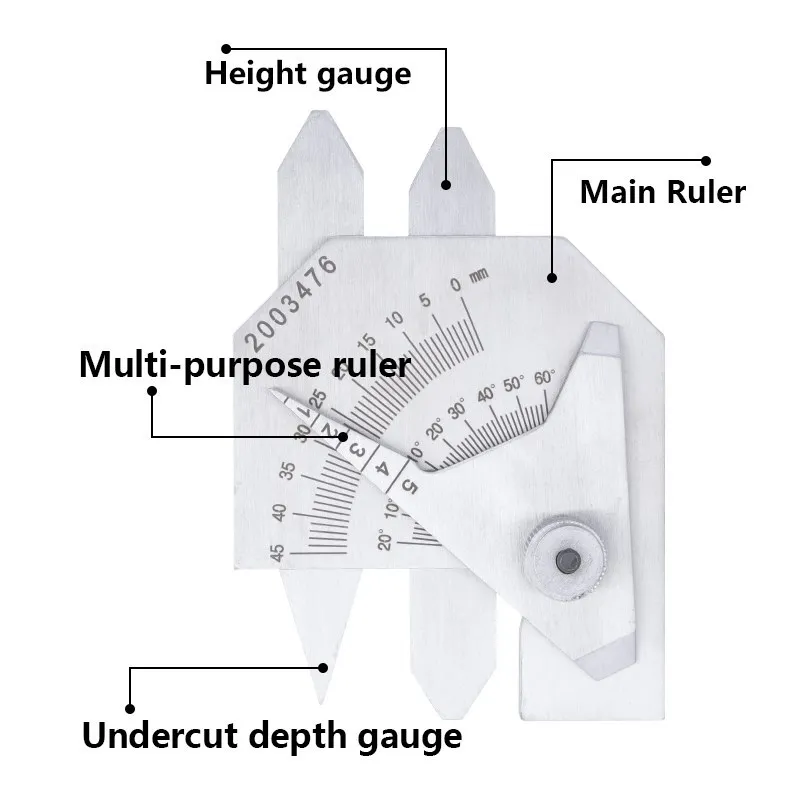 Misuratore di saldatura CMCP KH 45B misuratore di ispezione della saldatura righello ulnare strumento di misurazione dell\'angolo di grado manometro