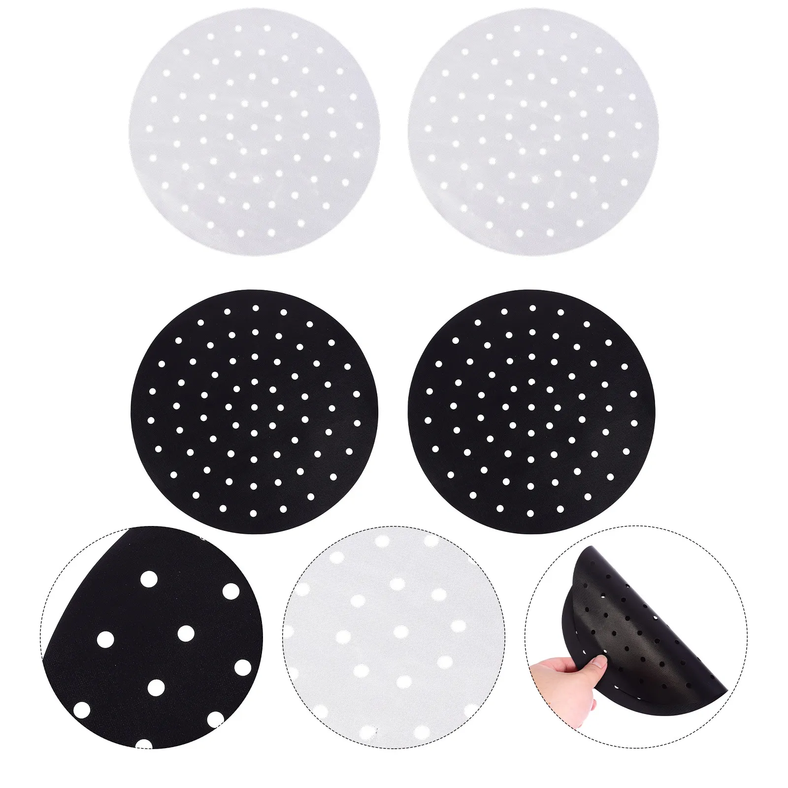 4 Piezas de Revestimientos Perforados Antiadherentes Resistentes a Altas Temperaturas para Freidoras de Aire, Reutilizables, para Vaporera, Accesorio de Cocina