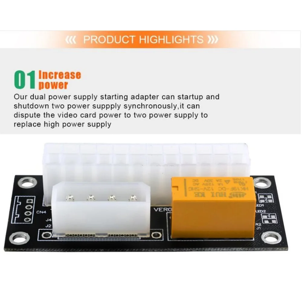 

Адаптер синхронизации двух блоков питания A32M (Dual PSU Power Supply Sync Adapter) ATX 24Pin на 15Pin SATA, синхронный соединительный кабель-райзер для майнинга