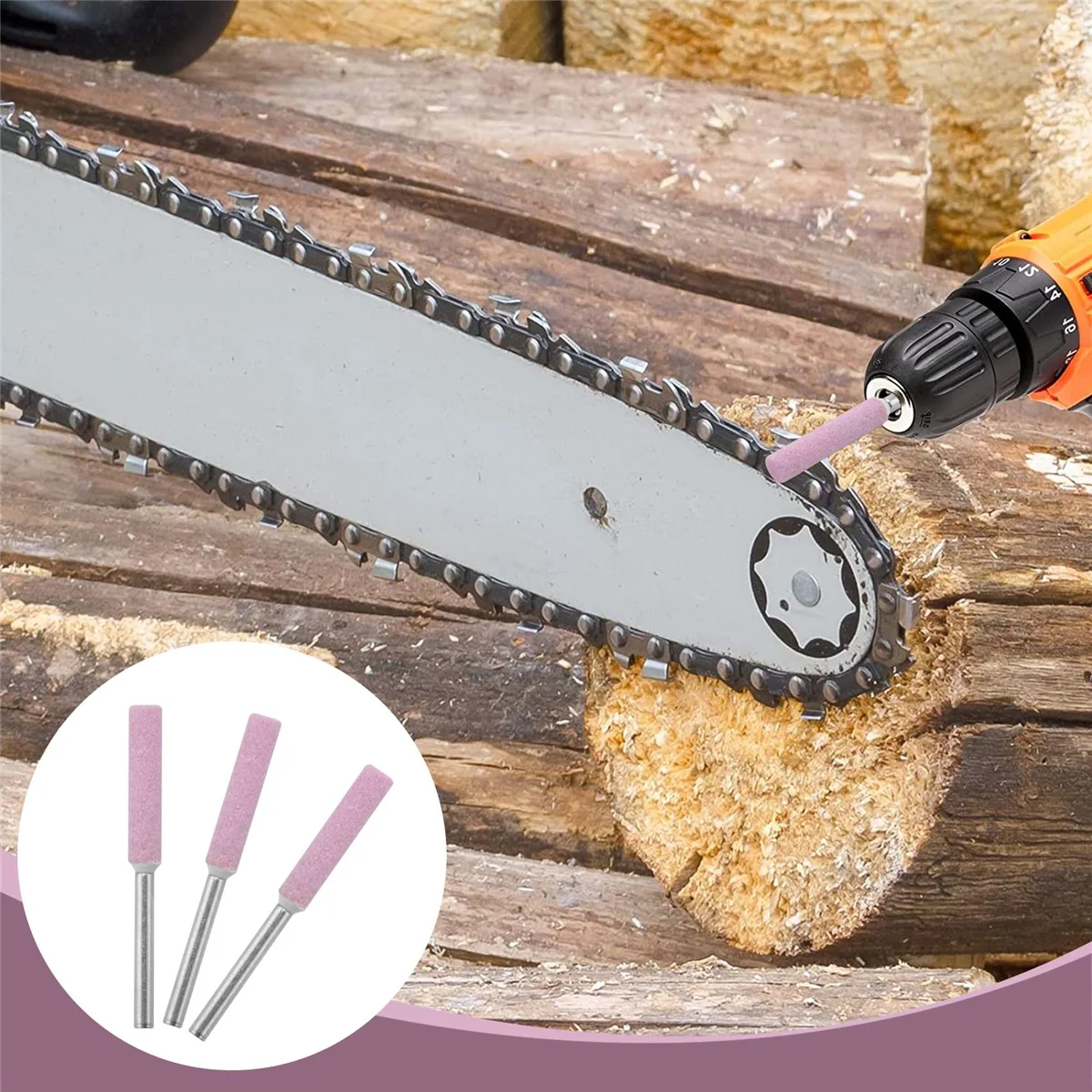 Chainsaw Grinding Stones, 4.8mm Sharpening Tool, Burr Chain Saw, Ferramentas de substituição de arquivo Grindstone, 16pcs