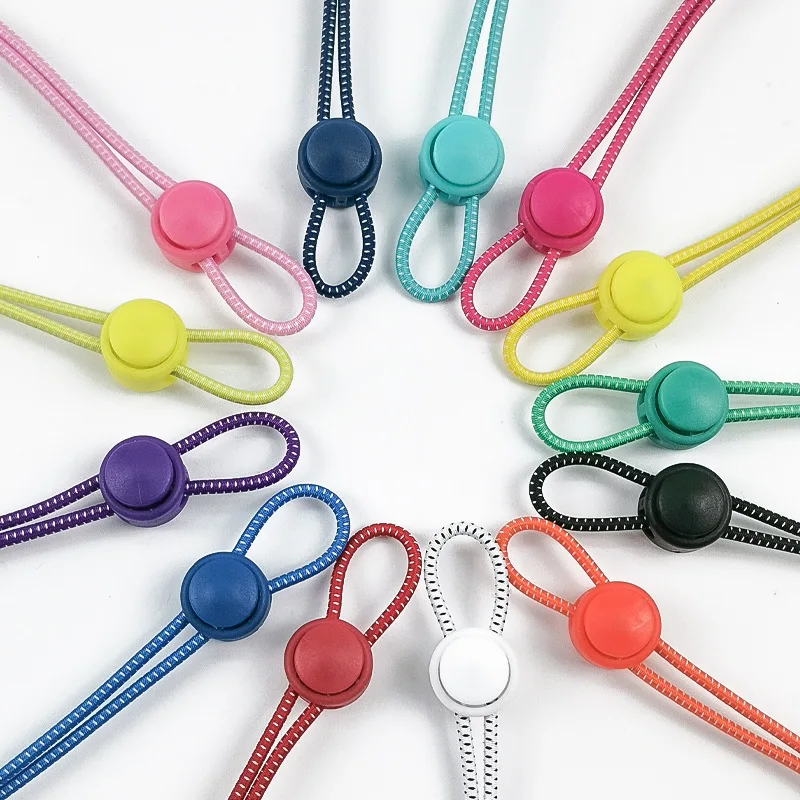 1 Pair Round Elastic No Tie Lazy Shoelaces with Plastic Snap Lock Replacement ShoeLaces for Adults KidsWalkingSportsAll Footwear