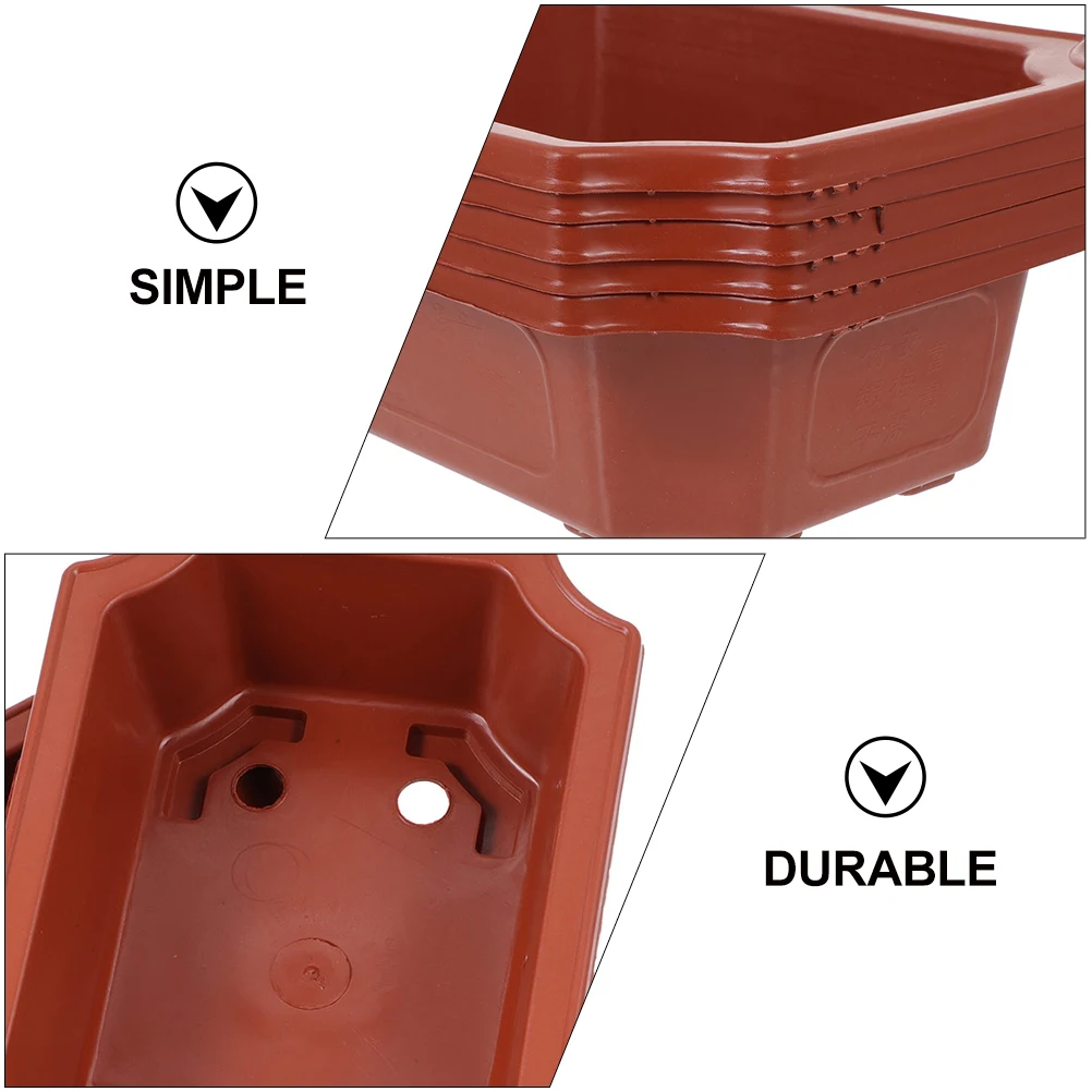 

5pcs Rectangular Plastic Succulent Bonsai Planters Modern Garden Decor Flower Pots For Indoor Outdoor Home Office Bar Hotel