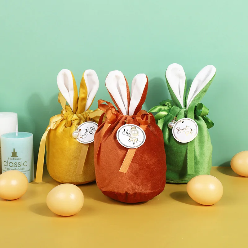1pc Velvet Easter Bags Cute Bunny Gift Packing Bags Dropshipping Rabbit Chocolate Candy Wedding Birthday Party Decoration 2026