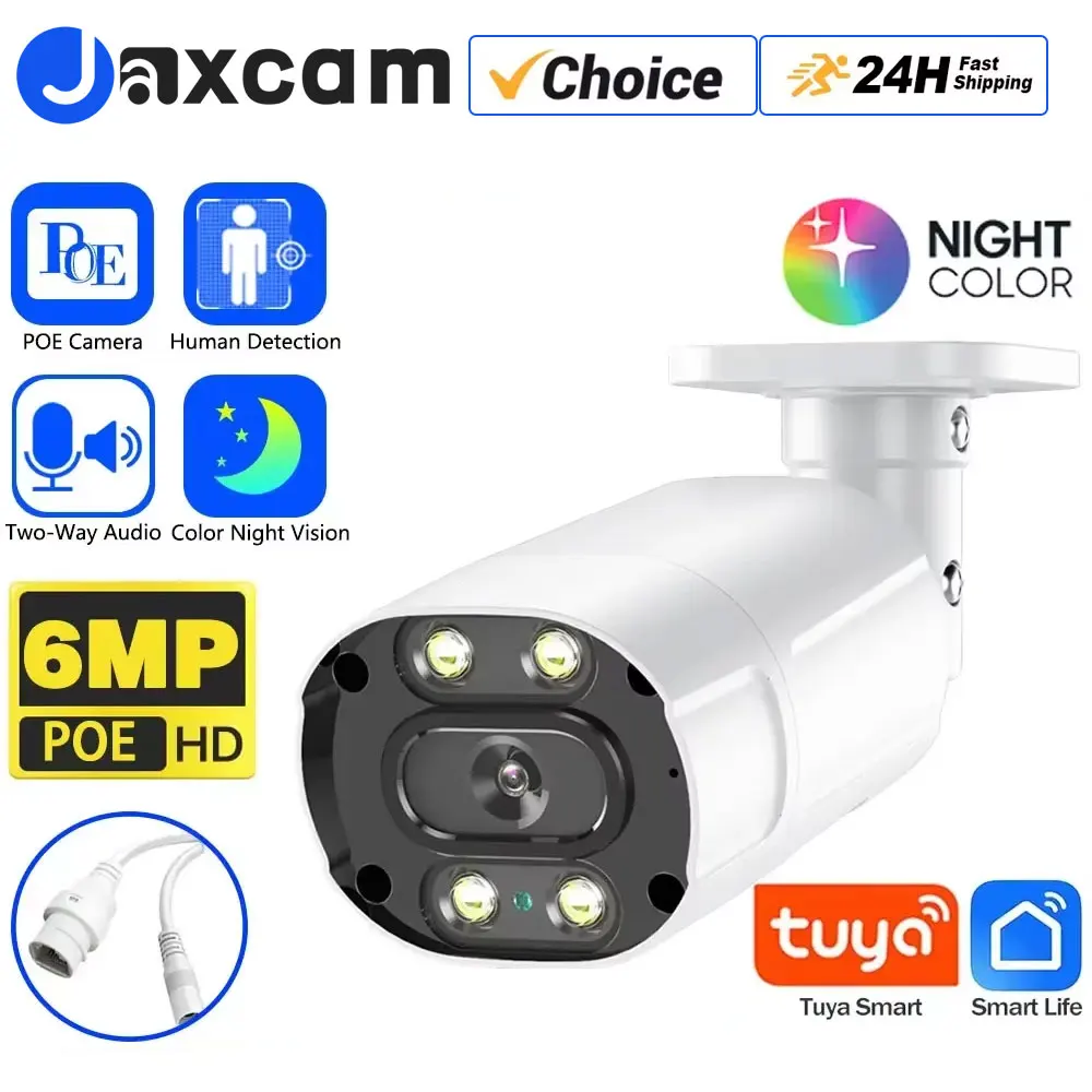 

4K 8MP POE IP-камера HD IP-камеры видеонаблюдения Уличная пулевидная камера видеонаблюдения 2-стороннее аудио Цветное ночное видение Smart Life