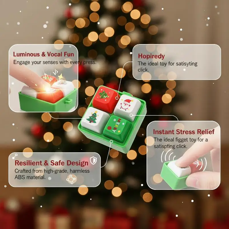 Christmas Gifts 4 Keyboard Keychain Toy Anti Stress Finger Button Keycap Creative Bag Pendant Fidget Decompression Stress Relie