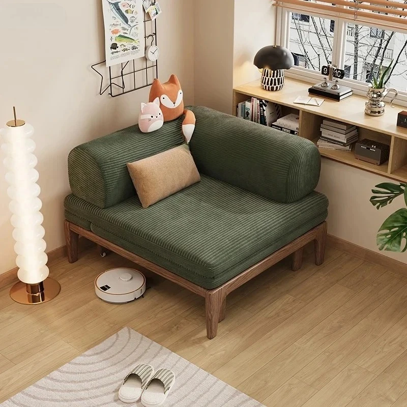 solid wood sofa bed folding sitting and sleeping bedroom study multi-functional balcony single pull-out retractable bed