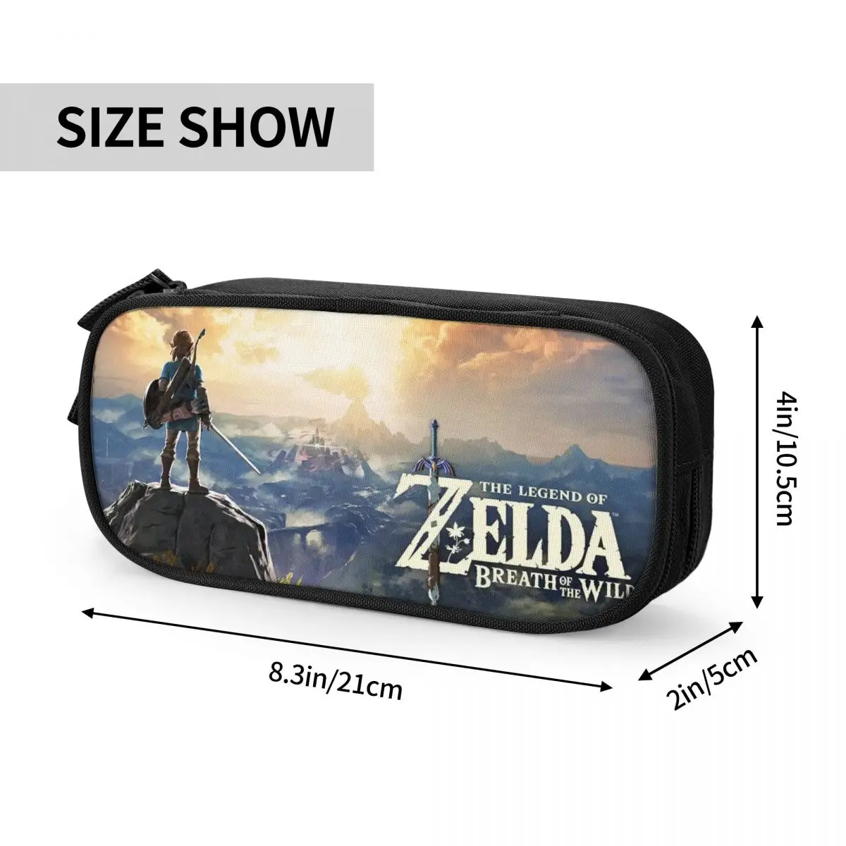 Large Pencil Case Zeldas The Legend Japanese Anime Games School Supplies Double Layer Pencil Bag Women Makeup Bag Birthday Gift