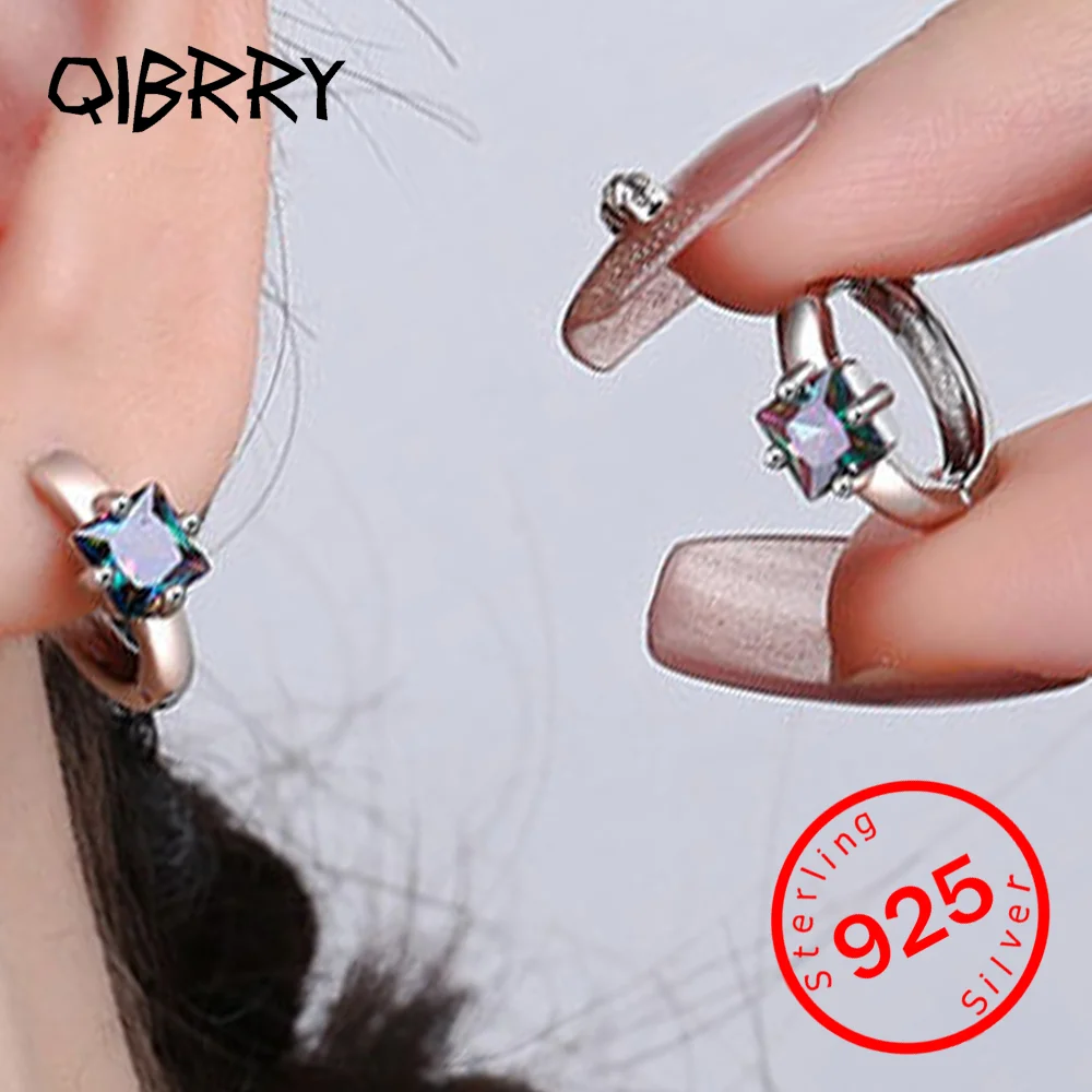 

Zircon Stone Women Earrings for Wedding Engagement Party Accrssories Luxury Stamp 925 Sterling Silver Rainbow Crystal Cubic