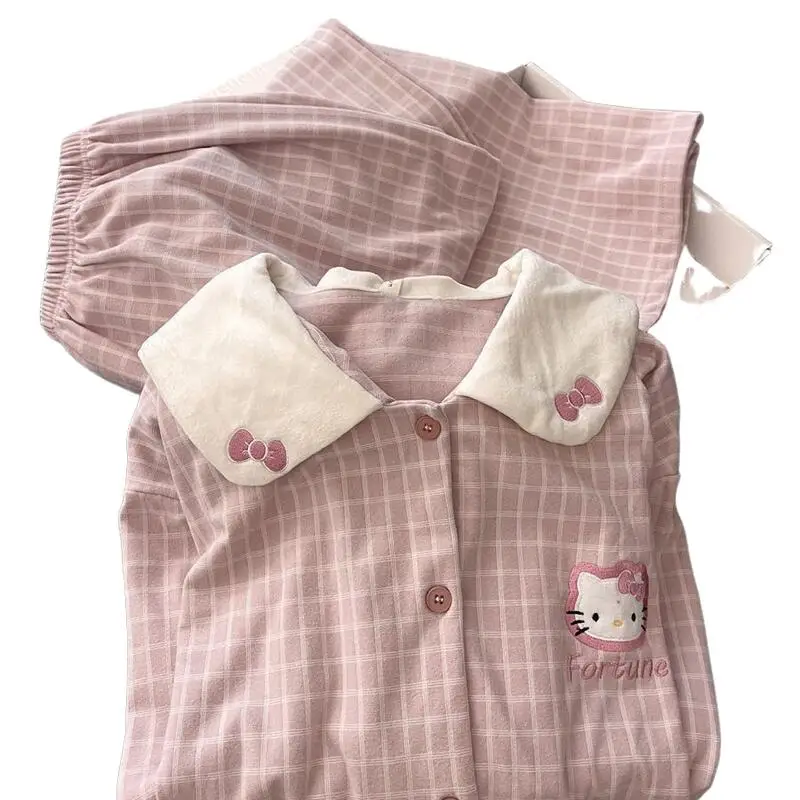 Meisje Loungewear set microvilli hello kitty kawaii Cartoon Student Casual herfst winter revers vest Homewear Pyjama nieuwe Hot