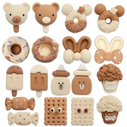 1-18PCS Resin Shoe Charms Bear Candy Cookie Milk Cupcake Ice Cream Rabbit Donut Garden Shoes Button Decorations Xmas Gifts