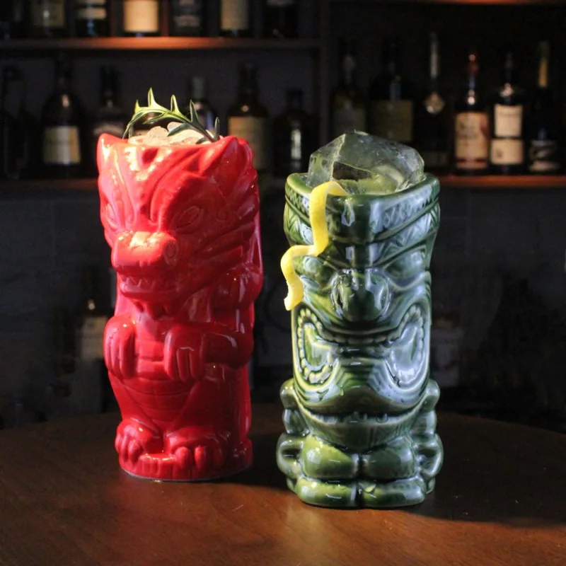 Tiki Cups Personalized Wine Cups Ceramic Funny Gift Creative Design TIKI Cup Hawaii Cocktail Cup Ghost Face Ceramic TIKI MUG