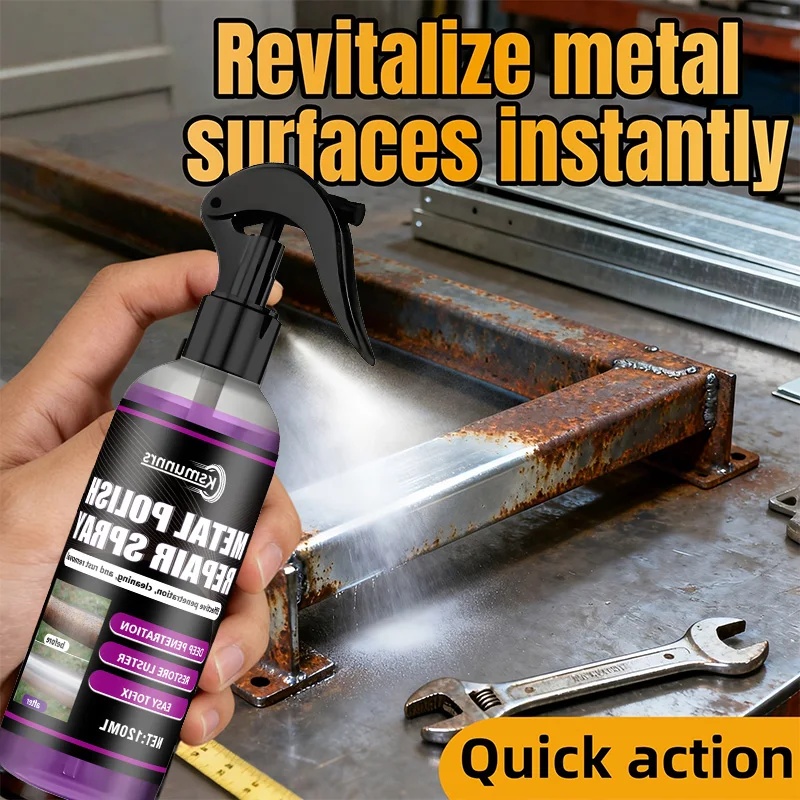 Powerful Iron Powder Removal Spray, Automotive Wheel and Household Metal Polish, Quickly Dissolves Rust, Instant Results with On