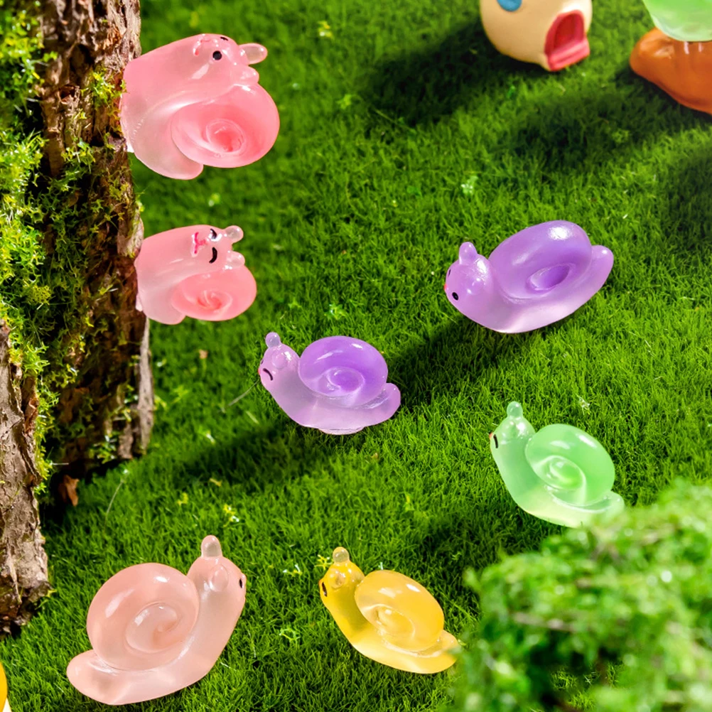 

12pcs Luminous Snail Decoration Resin Statue Mini Glowing Animals Micro Landscape Garden Yard Balcony Lawn Desktop Accessories
