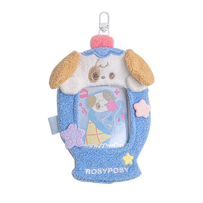 Ins New Korean Cute Animal Series Soft Plush 3 Inch Kpop Photocard Holder Photo Card Holder Bag Pendant School Stationery