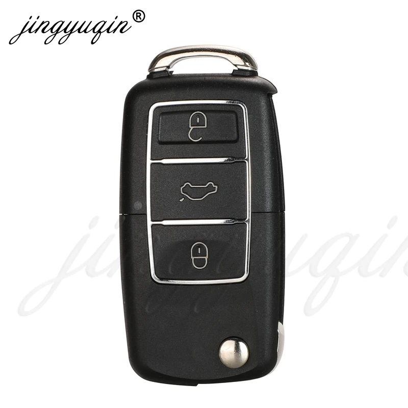 jingyuqin 10pcs 3 Button Car Remote Key Flip Folding Key Shell Case For Vw Jetta Golf Passat Beetle Skoda Seat Polo B5