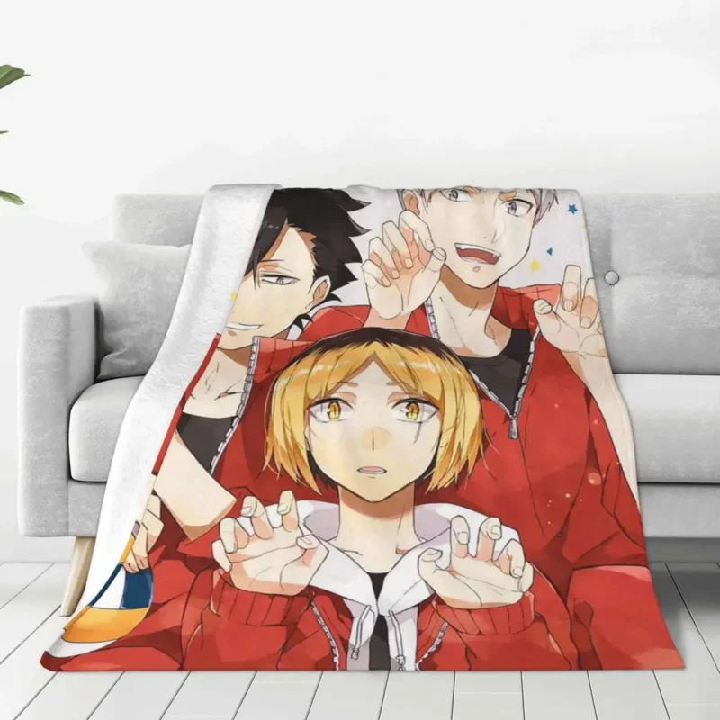 

Haikyuu Kenma Kozume Flannel Throw Blankets Japanese Anime Volleyball Blanket for Sofa Office Lightweight Thin Bedspread