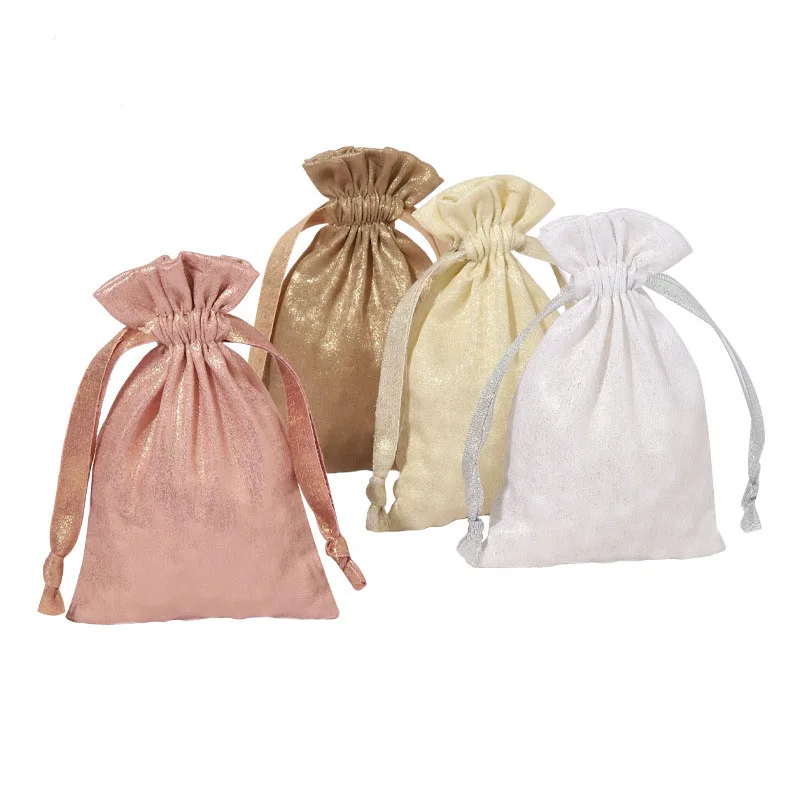 50pcs Mixed Colors Drawstring Gilded Polyester Bags 10x15 15x20 20x30cm For Wedding Jewelry Candy Gifts Packaging Pouches