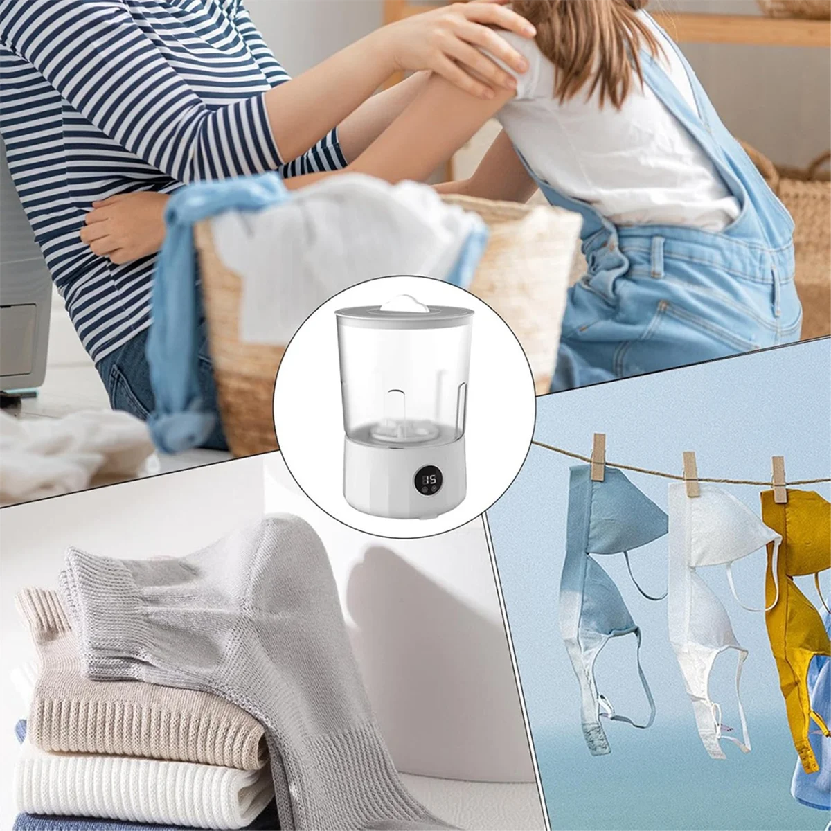 A88E-Portable Washing Machine 1.5L Mini Laundry Machine Rechargeable Socks Cleaner Clothes Washer For Commercial RV Indoor
