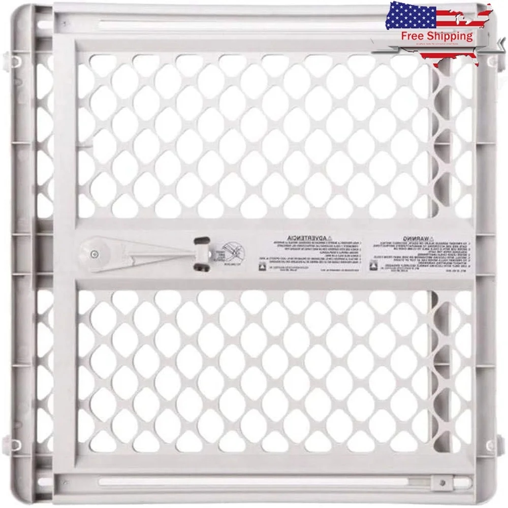 

Universal Pet Gate 26 to 42 Inch Wide Pressure Mounted Dog Gate Adjustable Safety Barrier Durable Plastic Indoor Outdoor Dog Cat