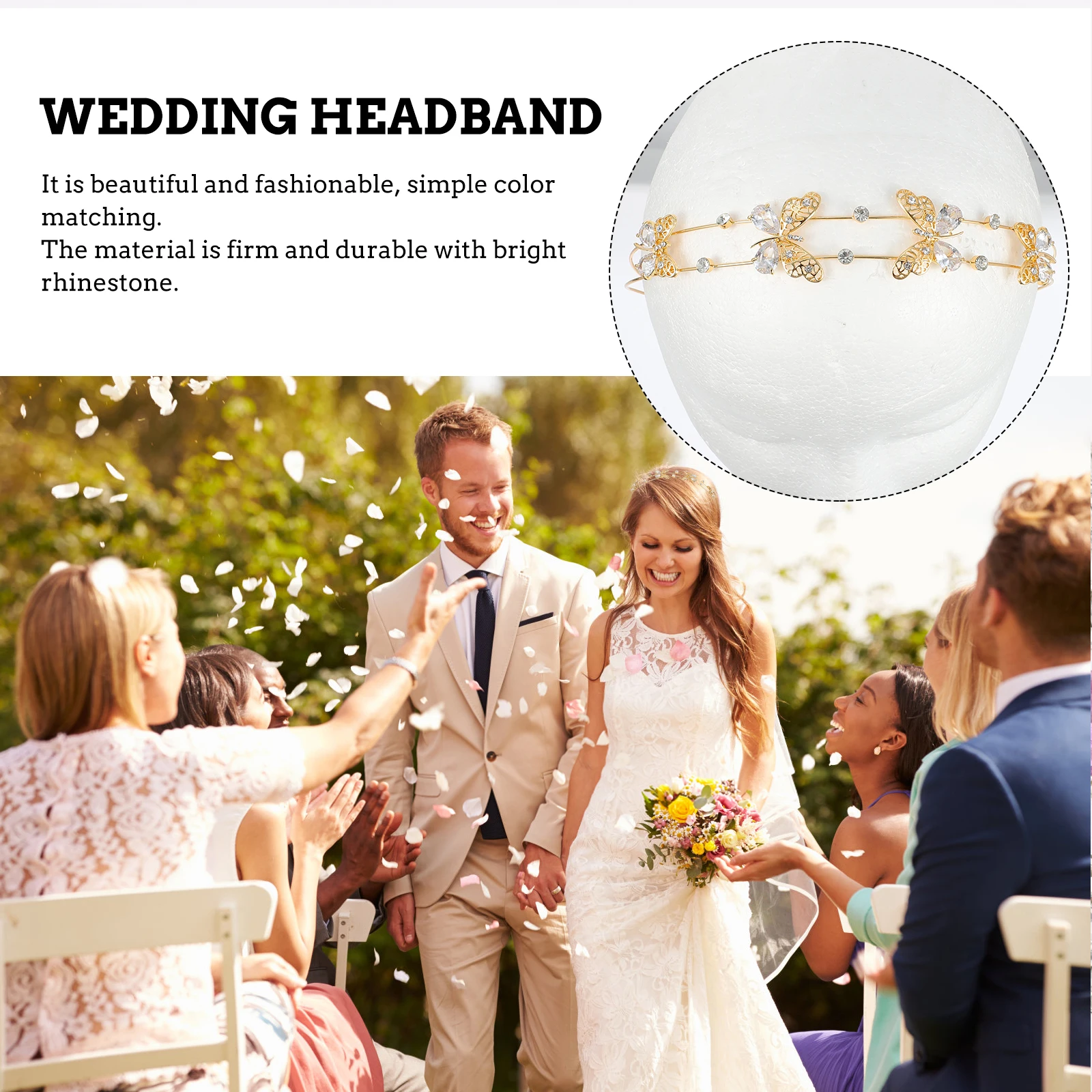 

Rhinestone Hairband Elegant Wedding Headband Girls Hair Accessory Butterfly Shaped Rhinestones Headdress Hoops Hair Tools