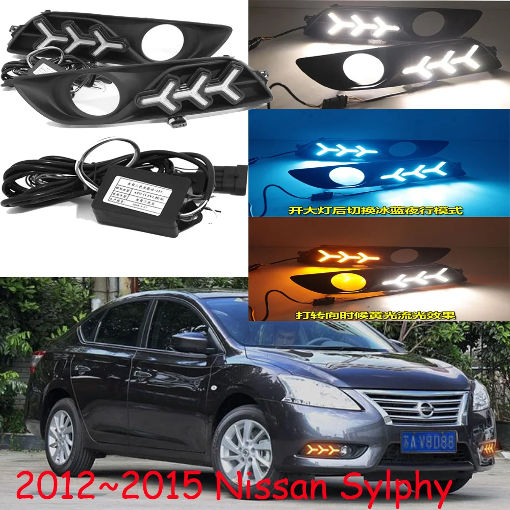 

car bumper headlight for sentra Sylphy daytime light 2012~2015y DRL car accessories LED headlamp for Sylphy fog light