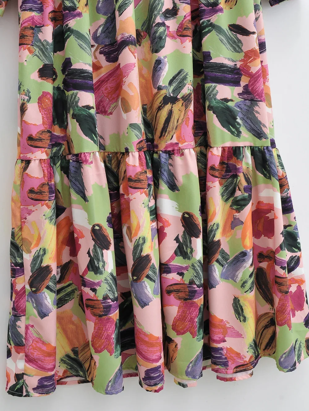 European Fashion Women's Long Sleeve Graffiti Printed Casual A-line Loose Long Dress