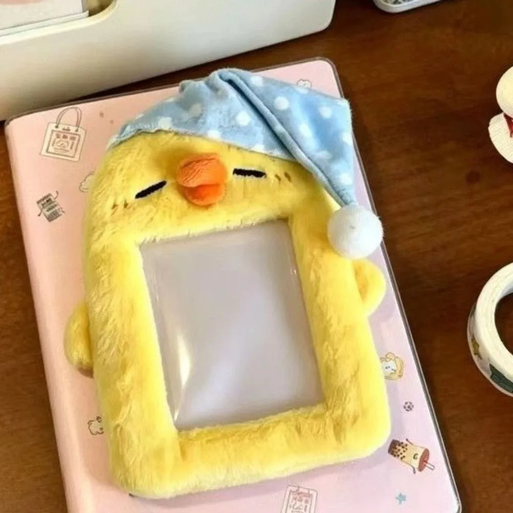 Headphone Cat/Chicken/Fox Photocard Case Cartoon Animals Bag Keychain Student Card Holder Soft Fluffy Photo Card Holder