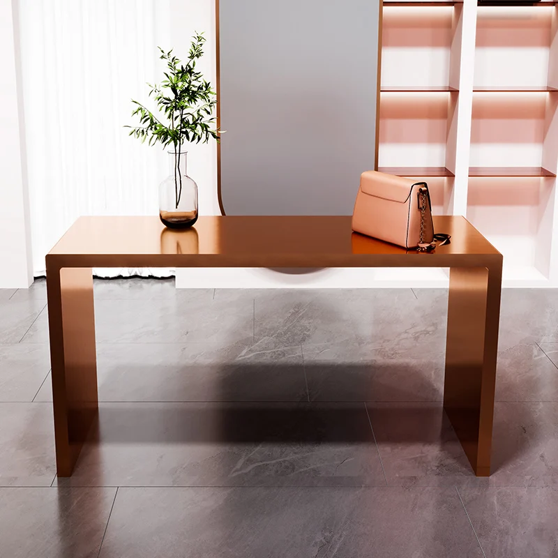 Clothing store display table in the middle Stainless steel rose gold women's clothing store Nakajima shoes and bags display rack