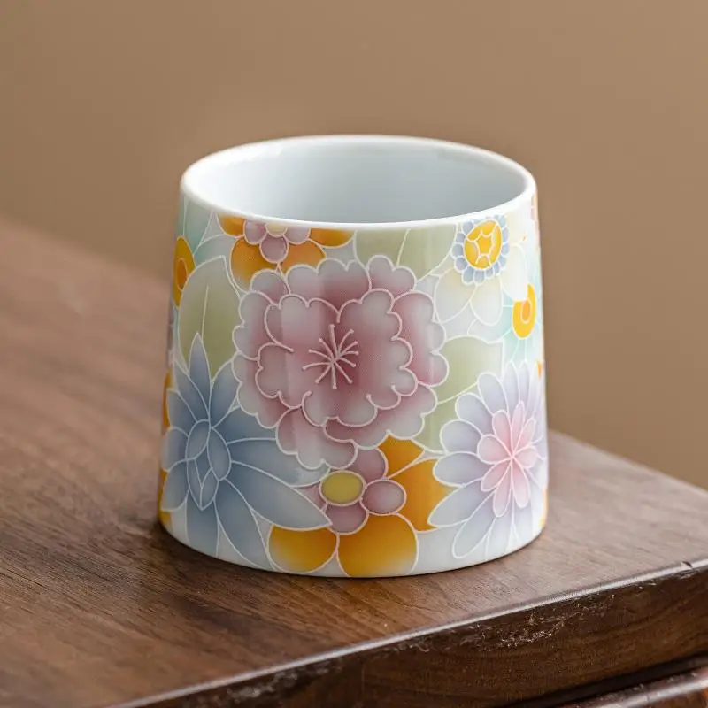 

Antique Hand-painted Flowers Teacups Ceramic Master Cup Chinese Kung Fu Tea Set Household Tea Ceremony Personal Single Drinkware