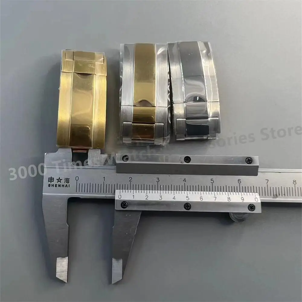 9MM 16MM Gold Silver Folding Safety Stainless Steel Electroplated Watch Buckle Silicone Strap Interface Fit For Rolex Daytona