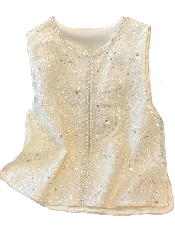 سترة نسائية صينية جديدة مطرزة بالترتر الثقيل سترة Jaet لصيف 2025 الراقية ذات ملمس وطني عتيق #4