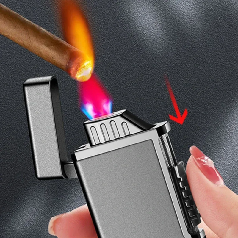 Red Flame Windproof Butane Gas Inflatable Lighter Fashion Gradient Color Gas Cigarette Lighters Smoking Accessories Cute Gift