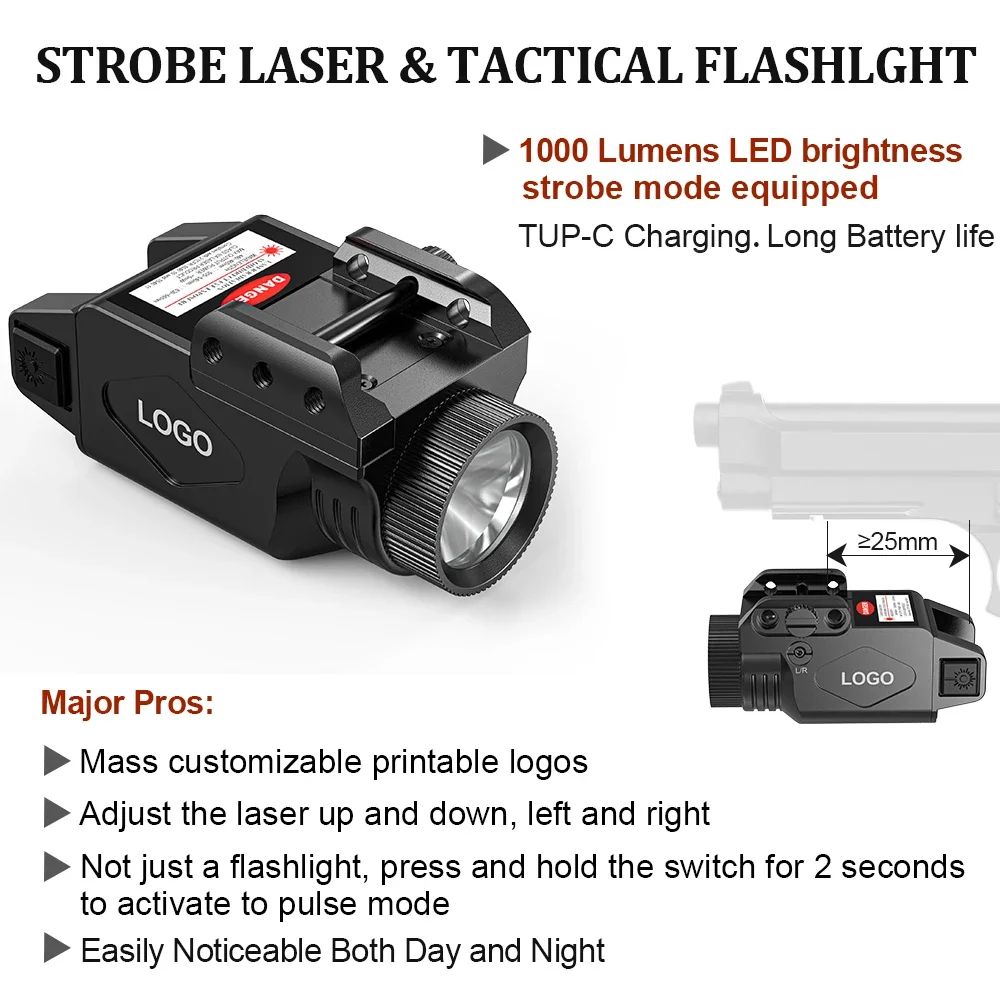 1073 Pistol Magnetic Charging Laser Sight with Built-In Lithium Battery Flashlight Combination