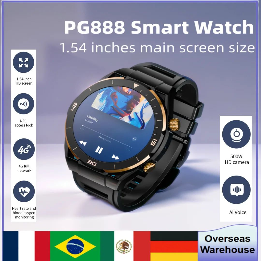 

PG888 Smart Watch Mans Watches For Men Women With Bluetooth Outdoor Smartwatch HD Wifi Android Waterproof Camera Watch Mens Gift