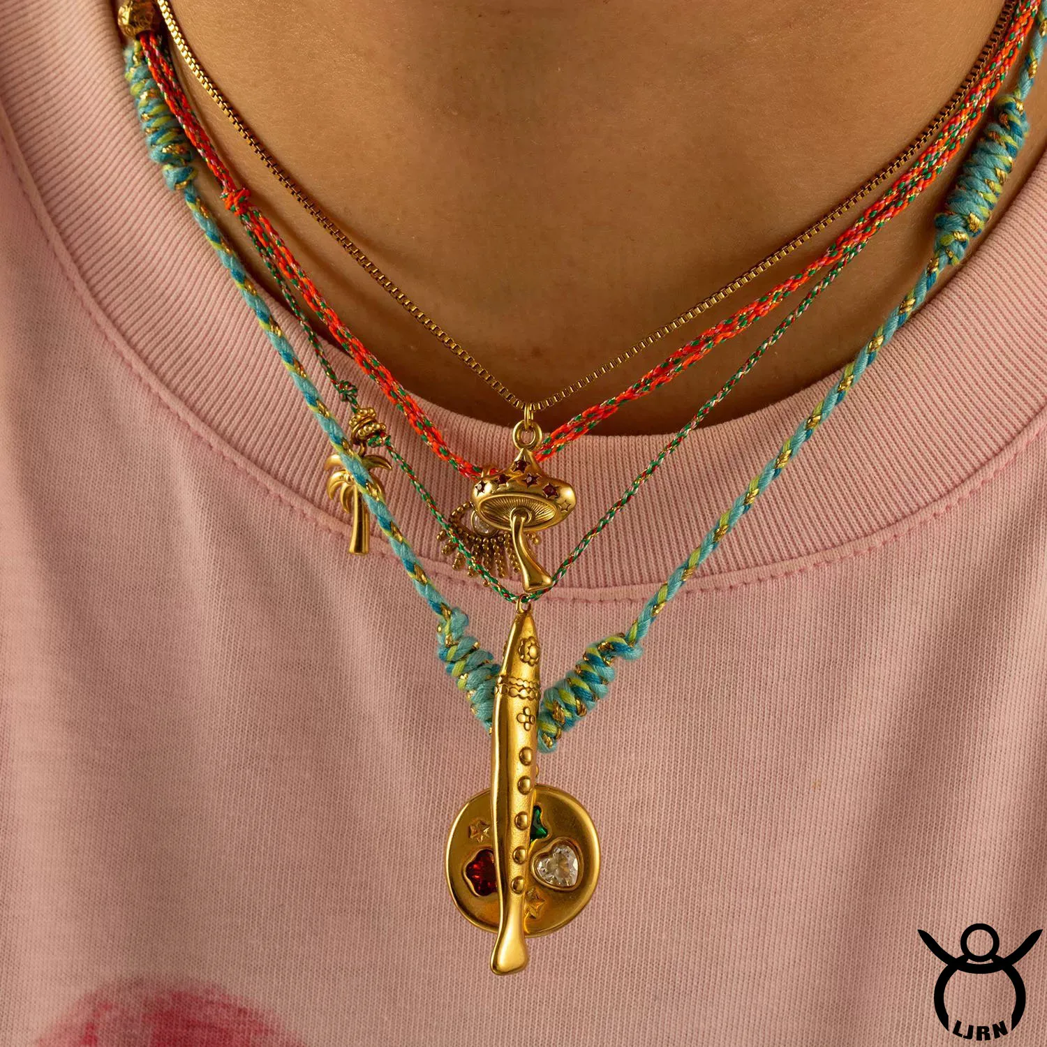 2025 New Necklace Stainless Steel Fish Devil Eye Pendant Handmade Cotton Rope Choker Accessories Women Jewelry Gift